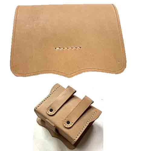 CIVIL WAR US CSA PISTOL REVOLVER AMMO POUCH WITH WOODEN BLOCK NATURAL